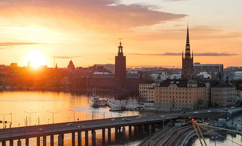 Stockholm vinter soluppgång