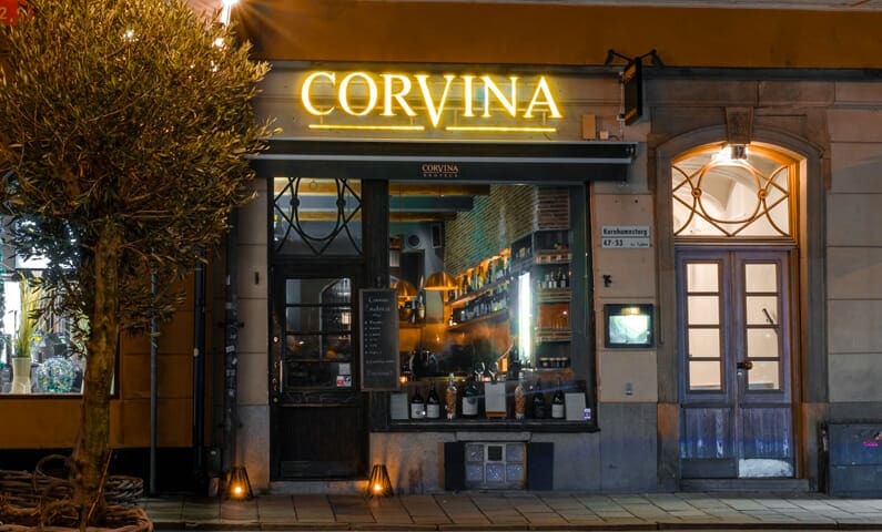 The restaurant Corvina Enoteca in Old Town, Stockholm